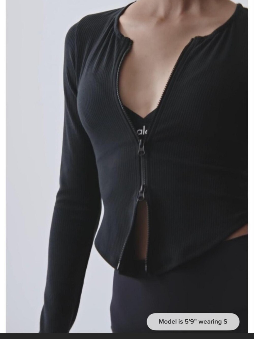 Alo RIBBED Stardust LONG SLEEVE ZIP UP BRAND NEW CONDITION SIZE SMALL BLACK